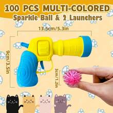 2 Launchers Pom Pom Balls, Toys Balls Launcher, Launch Ball Interactive, Silent Plush Elastic Ball - 閃光 - 查看 3