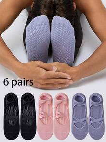 1/2/3/4/5/6 Đôi tất tập Pilates màu trơn cho nữ, đế silicon chống trượt, tất tập Yoga cho các môn thể thao trong nhà, chạy bộ, tập thể dục, nhảy dây, khiêu vũ, trang phục thường ngày, phù hợp với mọi mùa, quà tặng tuyệt vời cho mẹ, bạn gái, chị gái, giáo viên - Nhiều màu - Xem 48
