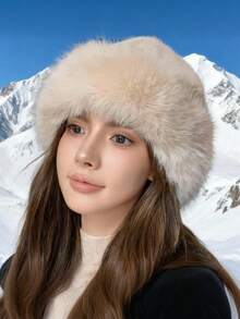 1pc Women's Winter Fleece Bucket Hat, Fashionable Thick Style, Warm Winter Cap, Suitable To Pair With Wool Coat, Winter Outfit - Multicolor - View 1