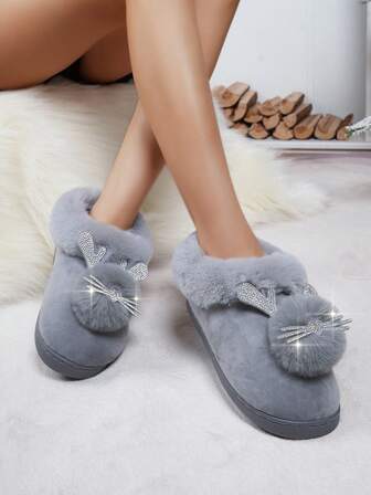 Fall/Winter New Thick Sole Slippers For Women, Cute Indoor Non-Slip Warm High Heel Maternity Slippers, Deer Head Decor Closed Toe Couple Slippers,Funny Slippers