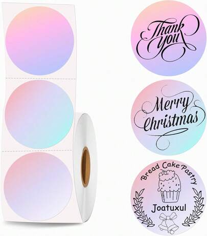 2 Inch Round Thermal Labels, Thermal Printer Labels Use Barcode,, Customized, Circle Direct Thermal Stickers 500 Labels Printer, Fantasy Purple