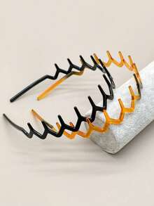 2pcs Crown Shaped Hairbands For Women, Basic Big Wave Makeup Headbands, Elegant Plastic Hair Hoops,Hairband,Hair Hoop ,Head Piece - Multicolor - View 4