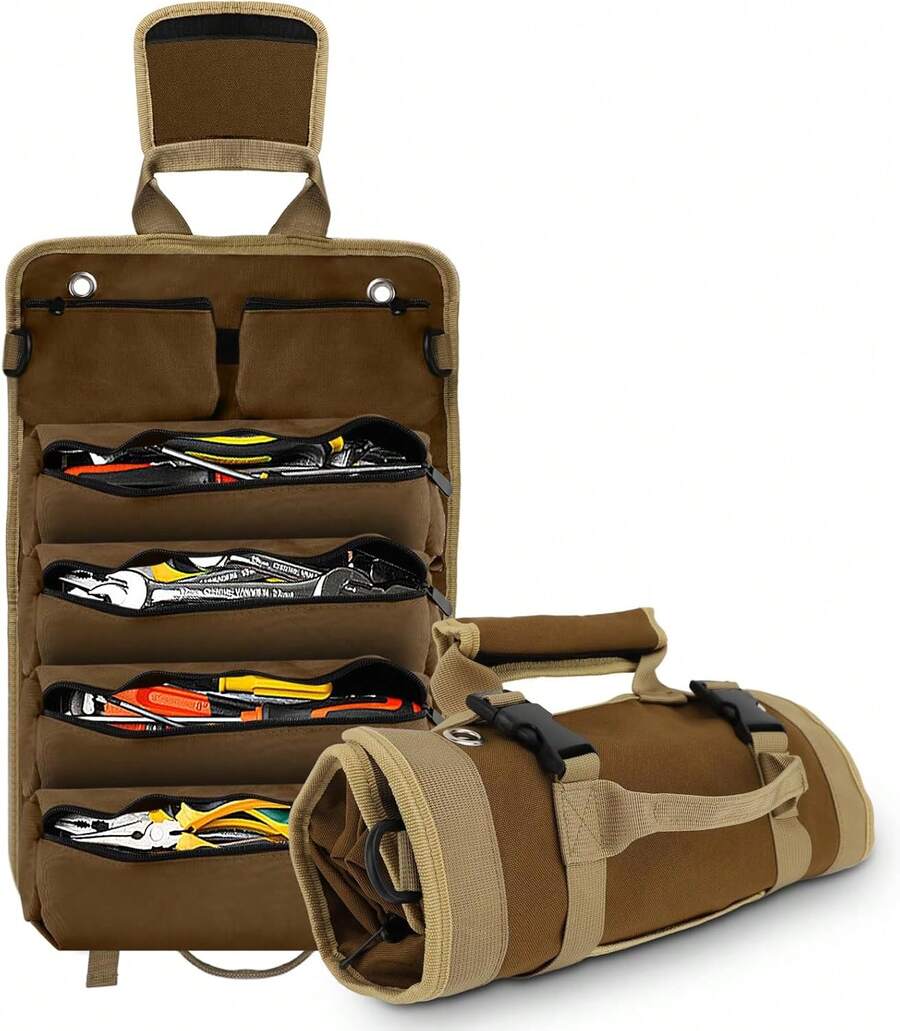 Organizador Herramientas Portátil con 2 Bolsas Extraíbles, Organizador Bolsas Herramientas Enrollables Alta Resistencia, Bolsa Herramientas Pequeña para Mecánicos,Electricistas y Aficionados - 1 - Ver 1