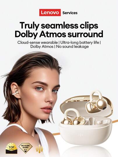  Lenovo RS103 Bluetooth-hörlurar, in-ear stereo surroundljud, högkvalitativt ljud, lång batteritid, dubbelt läge för spel och musik, bekväm passform för sport och löpning, trådlösa hörlurar kompatibla med smartphones och datorer