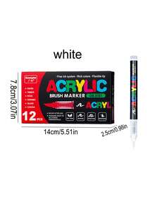 12 لون أقلام أكريليك أحادية اللون، مقاومة للماء، قابلة للمزج، أقلام مائية إبداعية، أقلام أساسية محمولة للفنانين للرسم، ويمكن استخدامها أيضًا للرسم على أسطح مختلفة، هدية للأصدقاء. - متعدد الألوان - مشاهدة 16