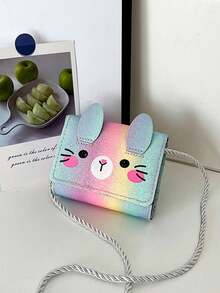 1 pezzo Borsa a tracolla mini con espressione di gattino carino, borsa a quadrato piccolo, borsa a spalla versatile e leggera con chiusura a ribaltina, adatta per monete, viaggi, vacanze, shopping, attività all'aperto, festival, regali per bambini, colore solido in pelle PU elegante, cartone animato casual, perfetta per conservare le chiavi per bambini, studenti, ragazze, amici, accessori da viaggio - Multicolore - Visualizzare 6