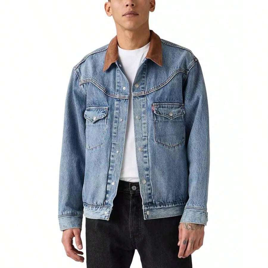 Levi's Men's Western Shorthorn Relaxed-Fit Denim Trucker Jacket | - Màu xanh lam - Xem 1