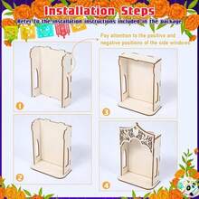 Qunclay 1 Pcs Dia De Los Muertos Altar Ofrenda Box, Poplar Plywood Self-Painting Color Sacred Heart And Pigeon Papel Picado The Day Of The Dead Supplies For Dia De Los Muertos Decorations (Large)