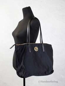 Versace Medium Black Nylon Fabric La Medusa Shoulder Zip Top Tote Bag - Black - View 2