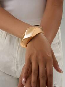 Tkool 1 chiếc vòng tay hợp kim trơn mặt cắt hình thoi, thích hợp cho trang phục phù hợp và dự tiệc - Vàng - Xem 5
