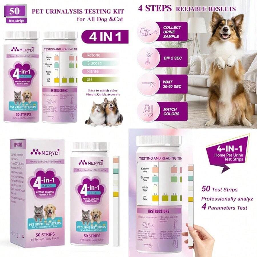 Picture of Dog And Cat Urine Test Strips 4in1 Pet Urinalysis Testing Kit For ...