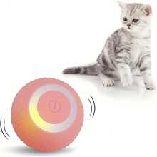 Juguete interactivo recargable por USB para gatos - Bola rodante inteligente con diseño espiral azul y blanco, seguimiento inteligente de movimiento para gatitos y gatos pequeños/medianos, material ABS, juguete interactivo para gatos, diseño de juguete, superficie suave.