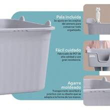Arenero Inodoro para Gato Caja de con Pala, Paredes Altas Verde, - Gris + Regular - Ver 4