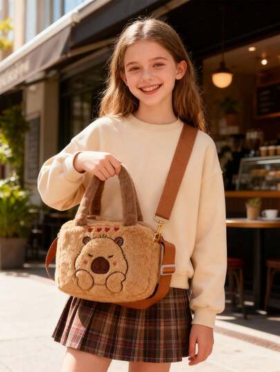 Adorable Plush Capybara Crossbody Bag For Girls - Lightweight, Foldable Shoulder & Phone Purse With Adjustable Strap, Perfect For Outings And Parties, Playful Design|Foldable Purse, Small Crossbody Bag