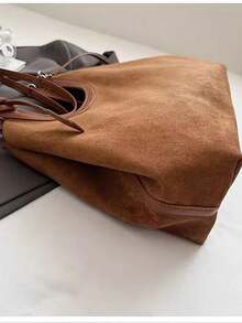 New Fashion Solid Color Large Capacity Tote Bag For Women, Casual Stylish Bucket Bag For Work Commute, Shoulder & Crossbody Bag