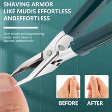 1Pcs Professional Stainless Steel Beaked Toenail Clipper, Portable Bevel Nail Clipper For Thick Nails - Precision Curved Blade Recessed Nail Trimmer, Non-Slip Grip, Manicure Tool Accessories, Suitable For Men And Women In All Seasons - Dark Green - View 3