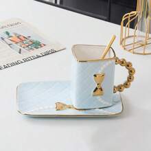 1 pezzo Tazza a forma di borsa in ceramica creativa, tazza per acqua, colazione, caffè per uso domestico