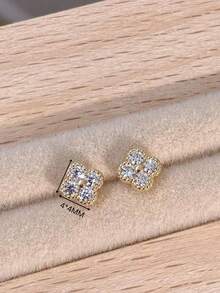 2pcs Luxury Lady Style Sparkling Four-Leaf Clover Nail Art Decorations, Gold & Silver Four-Leaf Clover, For Finger Nail Decoration Nail Accessories Nail Supplies Nails - Multicolor - View 2