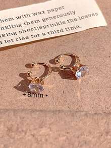 1 par de elegantes y lujosos pendientes de aro con circonita sintética brillante incrustada, clips de oreja ajustables sin perforación adecuados para mujeres, perfectos para uso diario y banquetes de fiesta