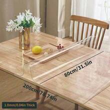 Tovaglia di lusso premium 100% PVC trasparente, spessore 1,0 mm - resistente ai graffi e al calore, facile da pulire, adatta per tavoli di casa, hotel, ristorante e caffè, tovaglia minimalista e alla moda per proteggere i nostri mobili. - Bianco - Visualizzare 48