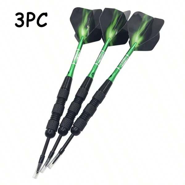 Premium 3pcs Tungsten Steel Dart Set - 20g, Green Carved Aluminum Shafts & Flights For Training And Entertainment