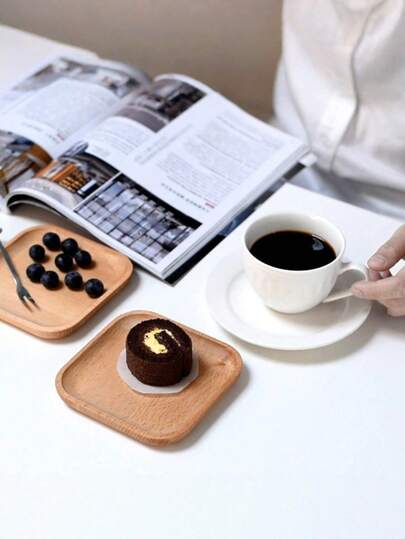 1pc Beechwood Round Plate, Mini Solid Wood Small Round Dish Tray, Snack Plate