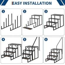 Wohnmobil-Stufen, 4-stufige Wohnmobil-Treppe, 299 kg Tragkraft, Verdickter Kohlenstoffstahl, mit Handlauf, rutschfeste Stufen für Sicheres EIN- und Aussteigen, Geeignet für Wohnmobil, Anhänger