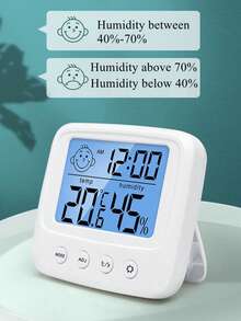 1 pièce Nouveau thermomètre-hygromètre numérique LCD, indicateur d'humidité pour chambre de bébé, station météo électronique d'intérieur avec rétroéclairage pour la maison