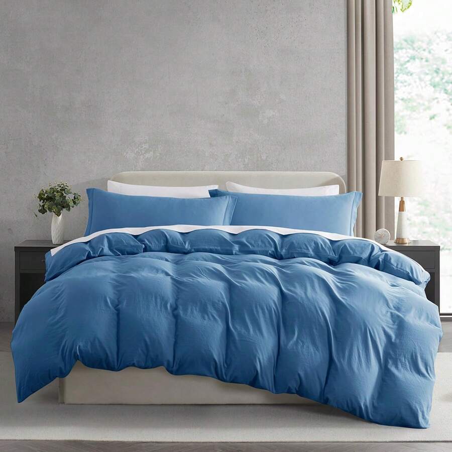 Soft Prewashed California King Duvet Cover Set, 3 Piece, Zipper Closure, 104x98 Inches Duvet Cover And 2 Pillow Shams - No Comforter,  In 2025 - Blue Heaven (No Comforter) - View 1