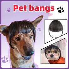 Adjustable Pet Cosplay Wig - Bangs, Heat Resistant Straight Hair, Suitable For Halloween, Parties, And Photography Props, Black And White Design, Pet Costume | Cute Pet Wig | Heat Resistant Wig, Wig Accessories - Multicolor - View 6