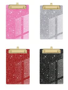 1pc Shiny Acrylic Clipboard [Each Production Batch May Have Different Variations, (Some May Have Black Rubber On Both Sides Of The Clip), With Slight Differences In Color And Material, And Color Differences May Also Be Caused By Photography Environment And Lighting. Please Refer To The Actual Product. Those Who Are Particular About This, Please Purchase Carefully.] - Durable Material, Shiny Clipboard, Adorable Hanging Clipboard, Suitable For Office And School Supplies - Multicolor - View 2