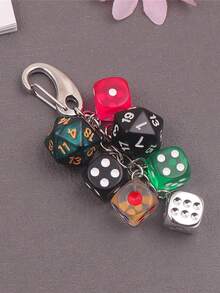 1pc Unisex Handmade Dice Keychain Unique Subculture Y2K Accessory Contrast Color Bag Charm Car Accessories For Woman Gifts For Women Gifts For Men - Multicolor - View 4