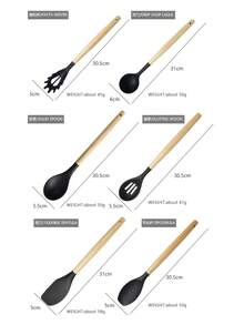 Juego de 12 utensilios de cocina de silicona. Espátula para sartén antiadherente. Silicona. Actualizado extra grueso, resistente. Juego de espátula y cuchara de silicona. Herramientas de cocina resistentes al calor y antiadherentes. Mango de madera maciza natural. Fácil de limpiar, apto para lavavajillas. Ideal para días festivos y uso diario: la opción perfecta para cocinar.