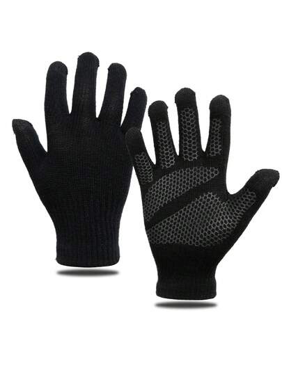 1 par de guantes elásticos de punto resistentes al desgaste y antideslizantes para ciclismo de otoño/invierno