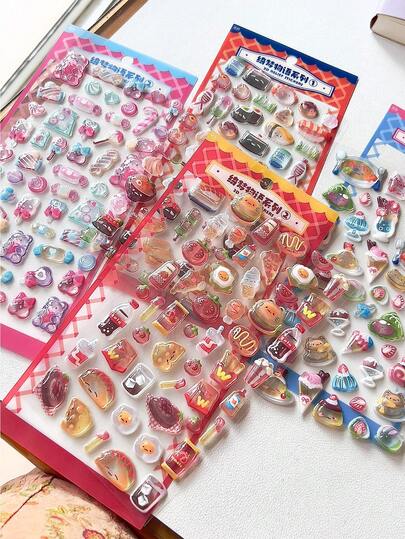 3D 浮雕可爱食物复古贴纸、DIY 手机壳、剪贴簿、烦躁玩具