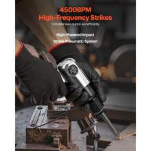 Air Hammer, 4500BPM Pneumatic Hammer With 1.57-Inch Stroke & 4PCS Chisels Round Shank, Lightweight & Compact Air Chisel Pneumatic Shovel Tool For Cutting Punching Scraping - Conventional Air Hammer 4500 BPM - View 2