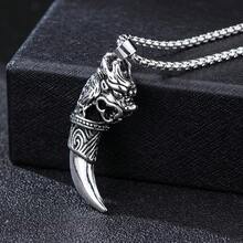 2D Flat, 5-Piece Set Summer Essential Men's Necklace - Imitation Shark Tooth Pendant (Coconut Shell Wood Beads), Flame Dragon Pendant, 3D Geometric Vertical Pendant (Cuban Style), Vintage Thick Coin Layered Chain, Silver/Gold/Black Flat Box Chain, Statement Piece, Cuban Style Design, Durable Metal Chain, Handmade Pendant, Streetwear Enthusiast, Fashionable Men