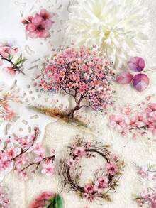 50pcs/Pack Vintage Tree & Floral Stickers For Scrapbooking, Diary, Album Decoration, Spring/Summer/Autumn/Winter Scrapbook Supplies Stationery - Multicolor - View 4
