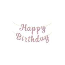 Black Happy Birthday Signs Glitter Happy Birthday Sign Garlands Women Men Birthday Party Decorations Supplies - Pink - View 2