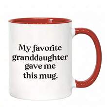 Taza para Abuela y Nieta - Taza de Café de 11 Oz en Blanco y Negro con las Palabras 'Mi Nieta Favorita', Lavar a Mano Solamente - Día de los Abuelos, Obsequio Preciado para Abuelas y Nietos - Rojo - Ver 2