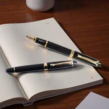 3 canetas pretas clássicas e elegantes - tinta suave/caneta de assinatura e caligrafia com clipe dourado e toque pesado/caneta profissional para escritório executivo/presente luxuoso para negócios/estudantes e aprendizes de caligrafia