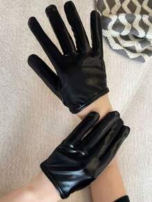 Party 1pair Minimalist Solid Gloves - Black - View 10