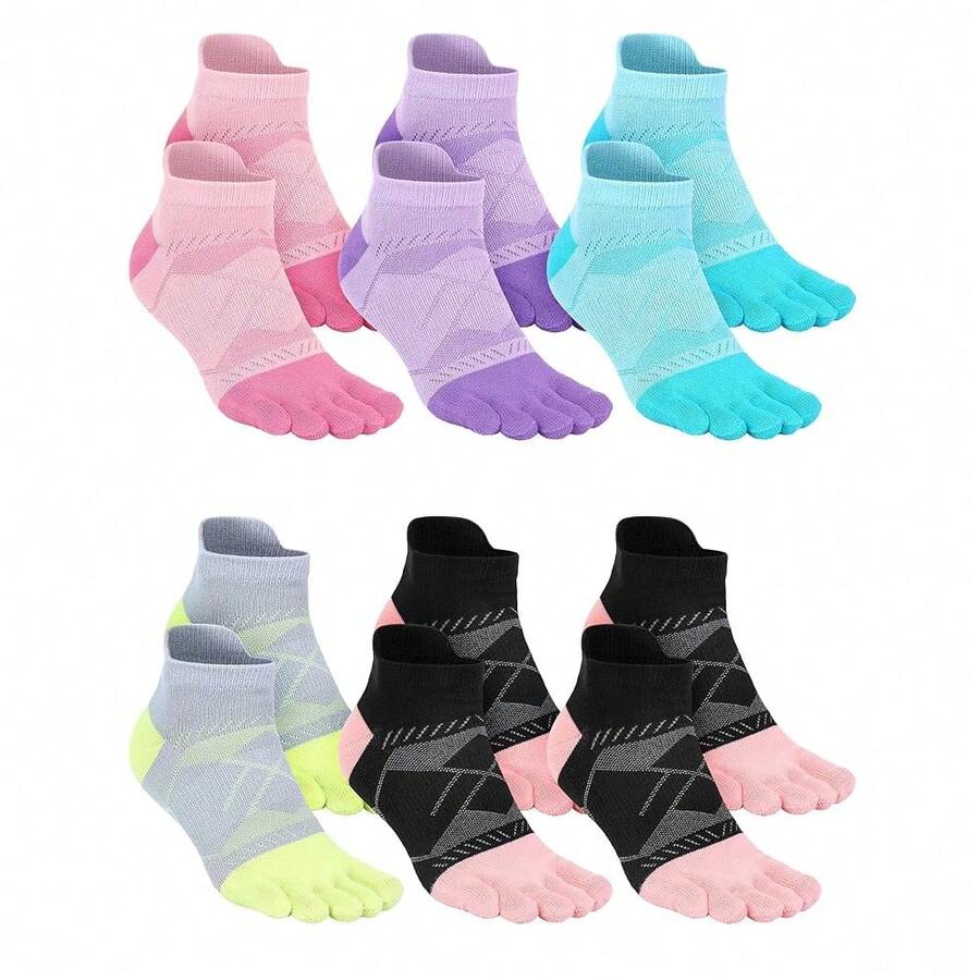 6 Pairs Women Men Ankle Toe Socks Cotton Warm Crew Toe Separator Socks For Athletic Running{"Color_name":"LightColor","Size_name":"5-9","Style":"Five-Toe"} - Nhiều màu5 - Xem 1