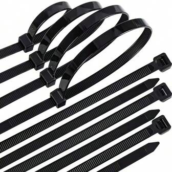 Self-Locking Nylon Tie Wraps, Heavy Duty Plastic Buckle Binding Straps, Black Cable Ties