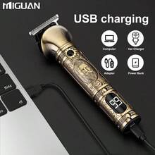 6-In-1 Cordless Men's Hair Clipper Set - Professional Hair Trimmer, Beard Trimmer, Nose & Ear Hair Trimmer Set, USB Rechargeable, For Haircut, Beard, Nose And Body Grooming, Men's Gift, Suitable For Home And Travel - Gold - View 10