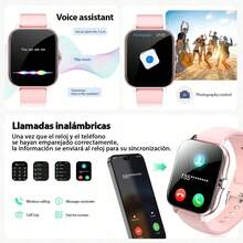 Reloj Inteligente con Llamadas Inalámbricas | Pantalla Táctil HD de  | Compatible con Sistemas IOS y Android | Configuración para Fondo del Dial | Ideal como Regalo Festivo, Recordatorio de Mensajes, Juegos, Música entre otras funciones, Control Musical en el Reloj, Rastreador Diario de Actividades, Diseño Elegante Smartwatch, Teconología Portátil Moderna, Cargable Recargable, Dispositivo Duradero e Innovador, Multifuncionalidad Total, - Rosa - Ver 2