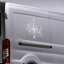 Adhesivo de pared con mapa del mundo de la brújula para caravana, camper, autocaravana, vanlife, RV, remolque de camping, calcomanía, accesorios de auto tuning - Negro brillante - Ver 4