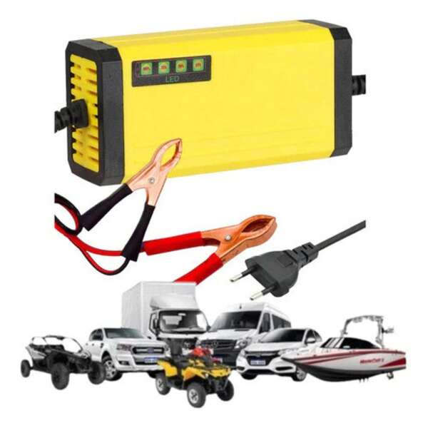 Carregador Bateria Automotivo 12v Até 300 Amperes Carga Lenta 2a Inteligente Portátil Carro Moto Caminhão Bivolt 110/220