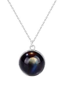 1pc Solar System Galaxy Nebula Necklace, Double-Sided Time Gem Glass Ball Pendant