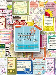 50Pcs Letter Motivational Stickers Positive Inspirational Stickers Motivational Stickers Aesthetic Pink Kawaii Stickers Reward Stickers For Water Bottle, Hydroflask, Guitar, Luggage, Phone, Case, Laptop, Skateboard, Gift - Multicolor - View 8